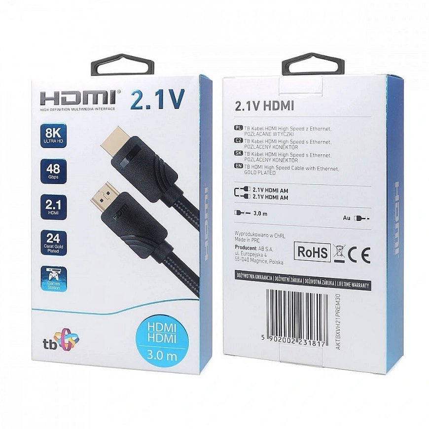 Cable HDMI v 2.1 premium 3 m 8K Black Made for players – 2