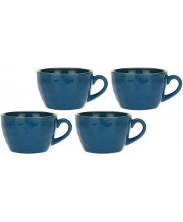 Rose&Tulipani Set of 4 kubków śniadaniowych Concerto Blu Avio - Granatowy, 420 ml