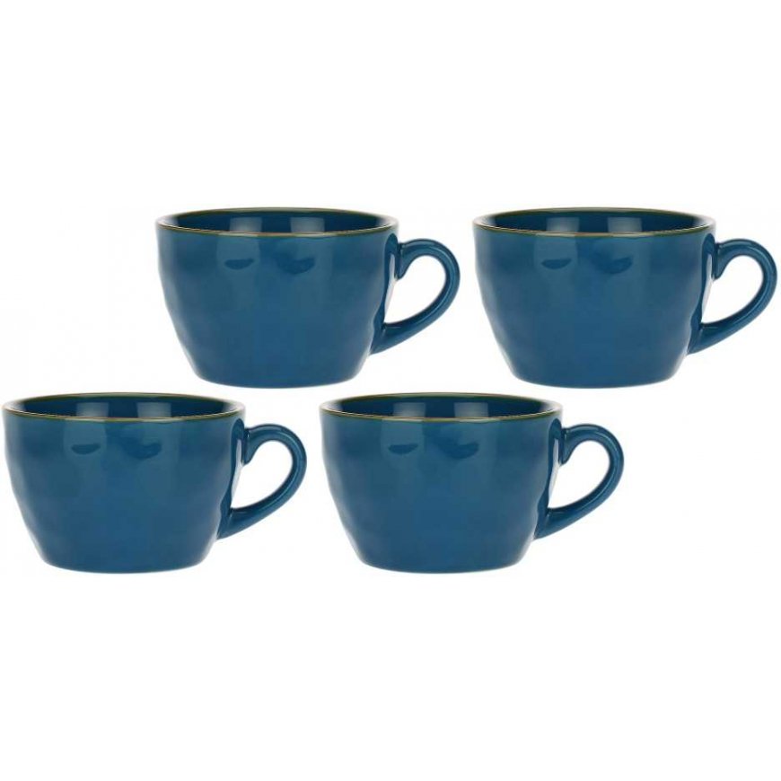 Rose&Tulipani Set of 4 kubków śniadaniowych Concerto Blu Avio - Granatowy, 420 ml
