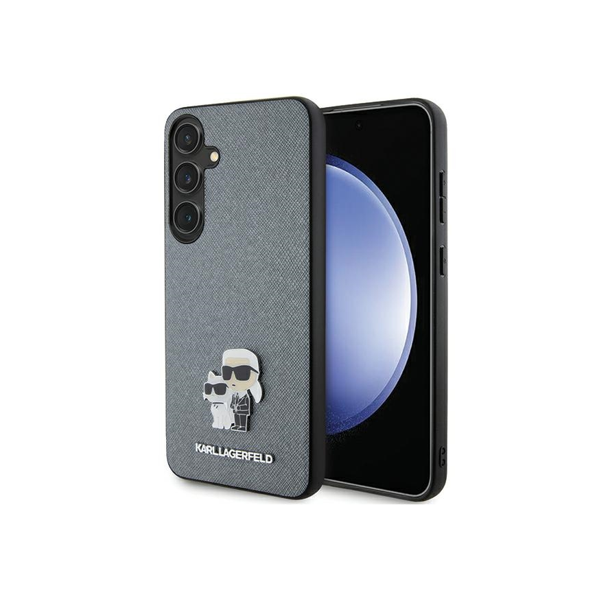 Case Karl Lagerfeld KLHCS24SPSAKCMPG S24 S921 hardcase gray/grey Saffiano Karl & Choupette Metal Pin