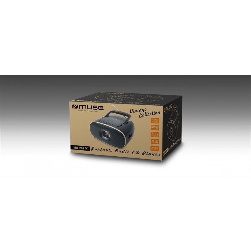 Muse MD-202 VT Analoginen FM, MW musta, Kulta – 5