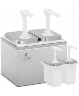 Royal Catering Dvigubas dozatorius padažams su nerūdijančio plieno pompa, 2 x 2 l