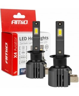 Żarówki samochodowe led seria x4 aviator h1 6500k canbus amio-03761