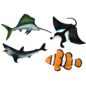 Lean Toys Set of Sea Animal Figures Shark Dolphin Stingray 5 pcs