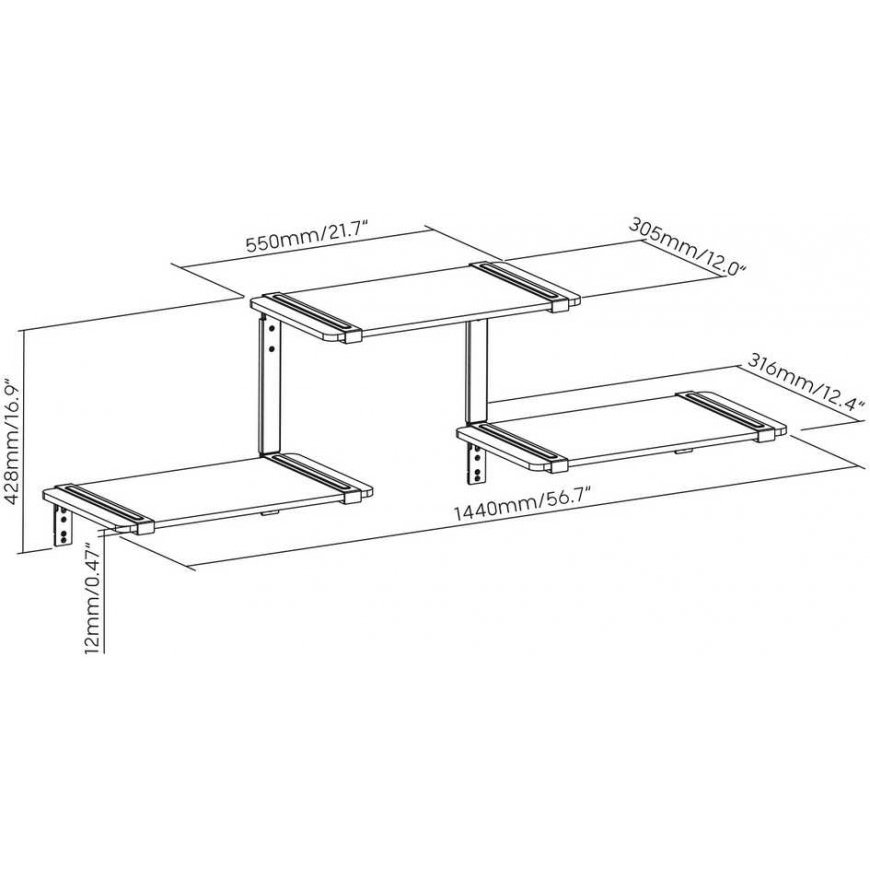 Maclean MC-974 Three-level Modular Shelves, Wall Floating Shelves, Storage, 30kg max – 4