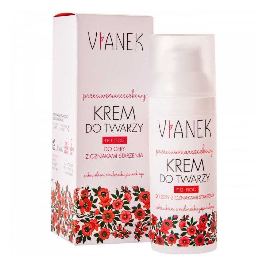 Vianek Raudona Naktinis veido kremas nuo raukšlių 50 ml