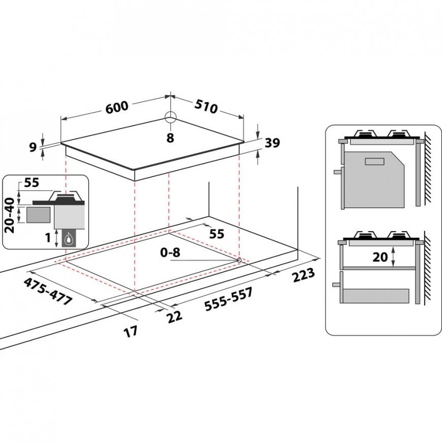 Whirlpool GMT 6422 OW White Built-in 60 cm Gas 4 zone(s) – 5