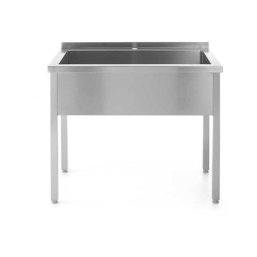 Table with basin with one bowl sink, steel, for kitchen 100x60cm - Hendi 811832 – 3