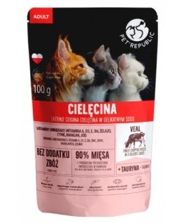 PET REPUBLIC Täiskasvanu Peeneks hakitud vasikaliha - märg kassitoit - 100 g