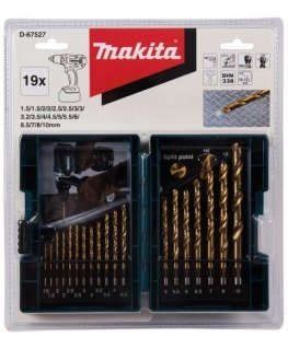 Drill Makita D-67527 Drill set 19 pcs. (1.5-10mm) for metal HSS-TIN