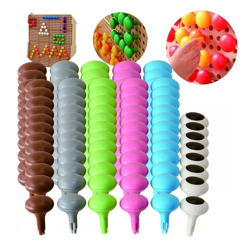 MASTERKIDZ Spalvoti Jumbo Pins for STEM Board 128 vnt. - 6 spalvos