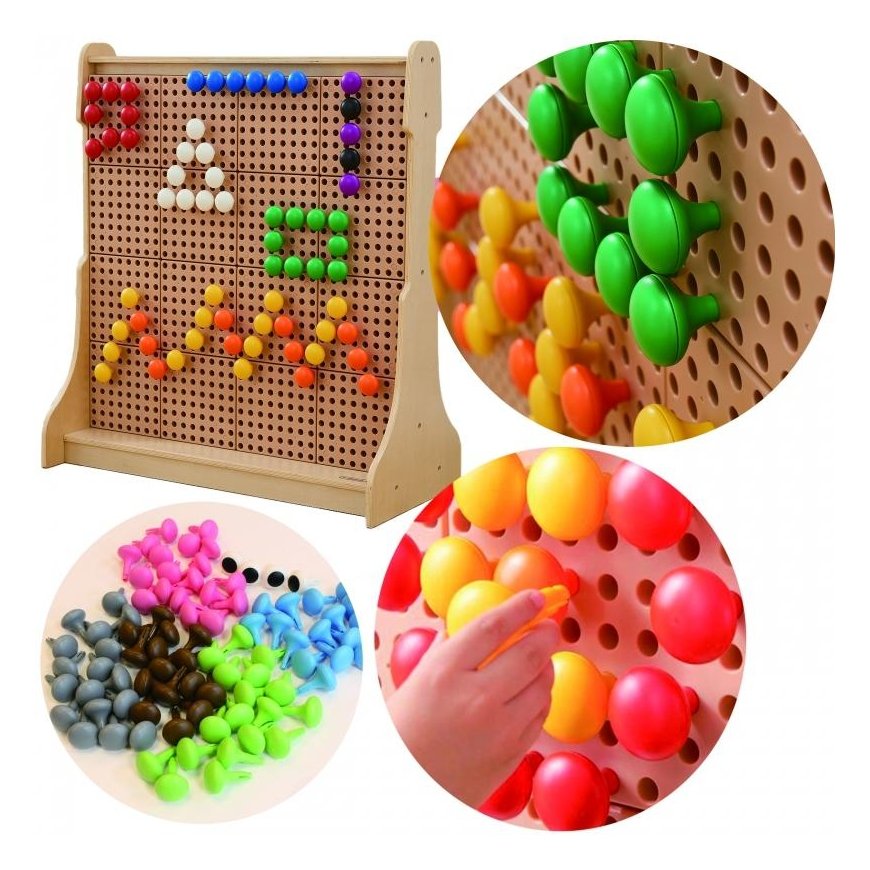 MASTERKIDZ Spalvoti Jumbo Pins for STEM Board 128 vnt. - 6 spalvos – 2