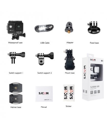 SJCam SJ4000 AIR 4K Wi-Fi Ūdendroša 30m Sporta Kamera 16MP 170 grādi 1080p HD 30fps 2.0" LCD Ekrāns Melna – 5