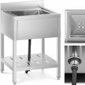 Royal Catering Single bowl catering basin sink with shelf and rim 60 x 60 x 94 cm Royal Catering Single bowl catering basin sink with shelf and rim 60 x 60 x 94 cm