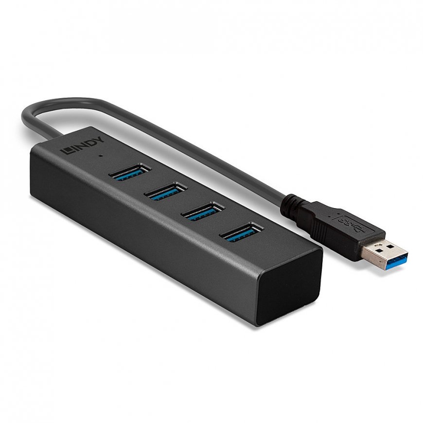 Lindy 43324 interfeisa centrmezgls USB 3.2 Gen 1 (3.1 Gen 1) Type-A 5000 Mbit/s Melns – 3