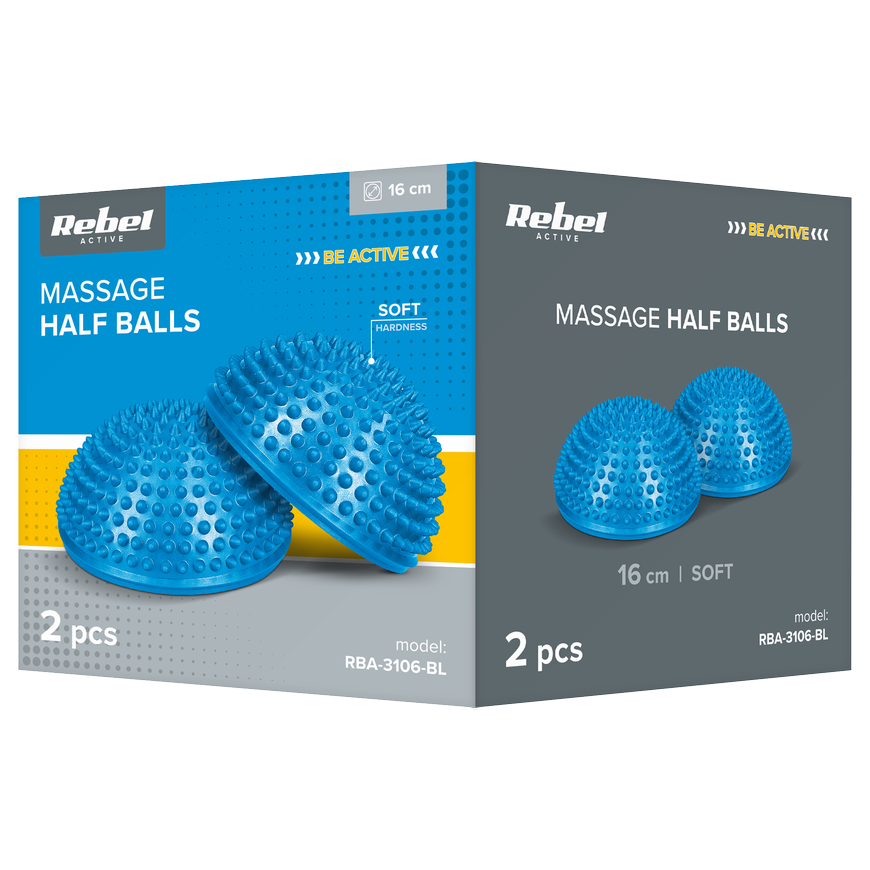 Półkule sensoryczne su wypustkami rehabilitacyjne, komplektas 2 vnt, spalva mėlynas, REBEL ACTIVE – 4