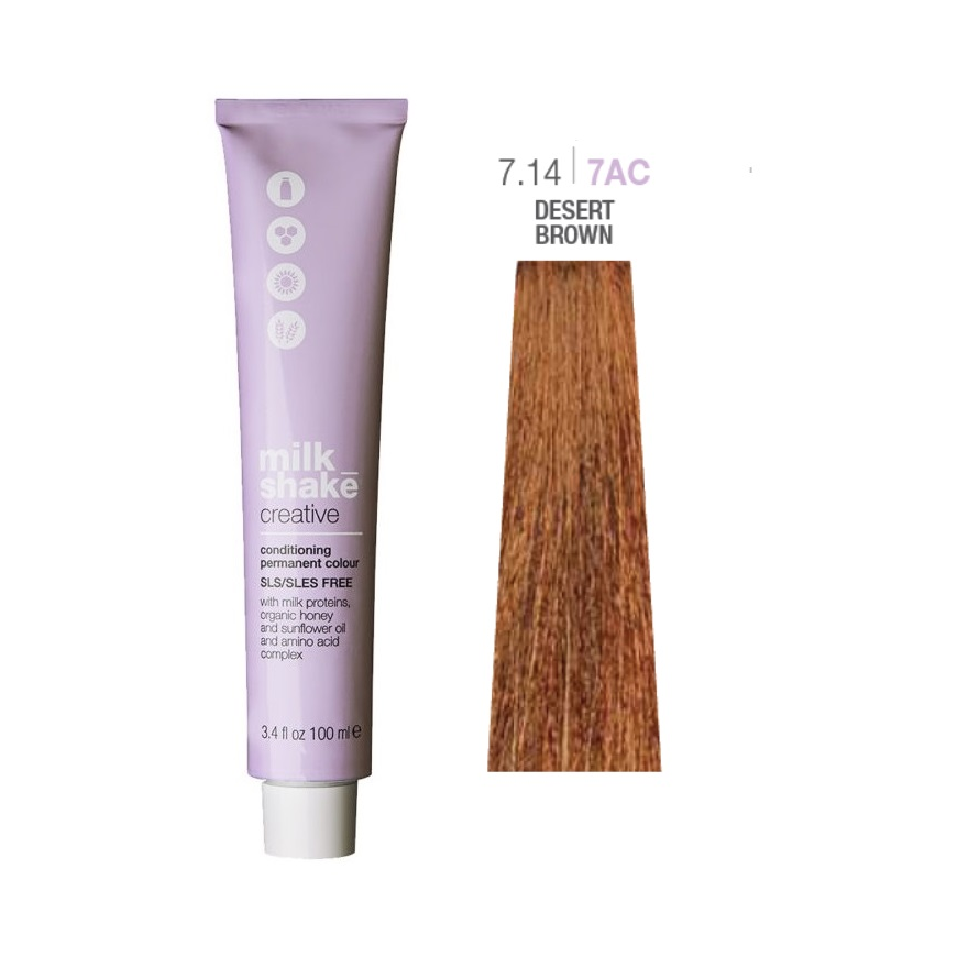 Milk Shake Creative - farba do włosów 100ml, full palette of colors - 7.14 | 7AC || Średni Miedziany Popielaty Blond – 4