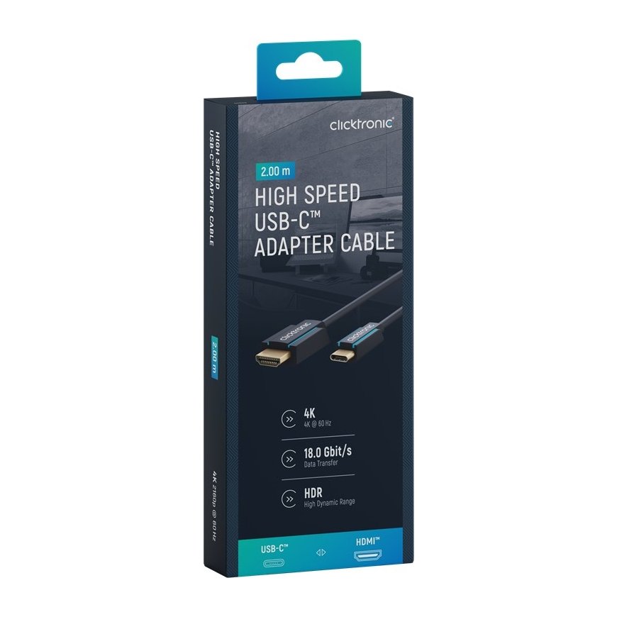 ClickTronic 44929 videokaapeli-adapteri 2 m USB Type-C HDMI-tyyppi A (vakio) musta – 2