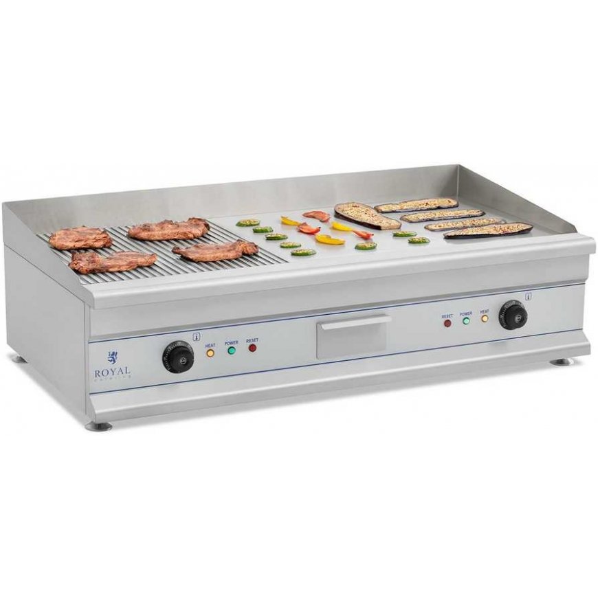 Royal Catering Elektrinė kepsninė 230V dviguba didelė griovelis 100cm – 4