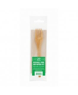 Reusable fork and napkin set Go Green