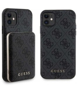 Dėklas Rinkinys Guess GUBPM5N614GEMGK iPhone 11 6.1" hardcase + Powerbank 5000mAh MagSafe juoda/juodas 4G Metal Logo