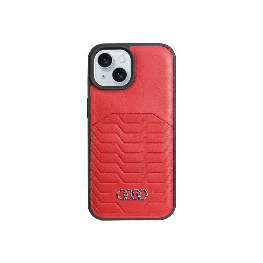 Dėklas Audi Synthetic Leather MagSafe iPhone 15 Plus / 14 Plus 6.7" raudona/red hardcase AU-TPUPCMIP15M-GT/D3-RD