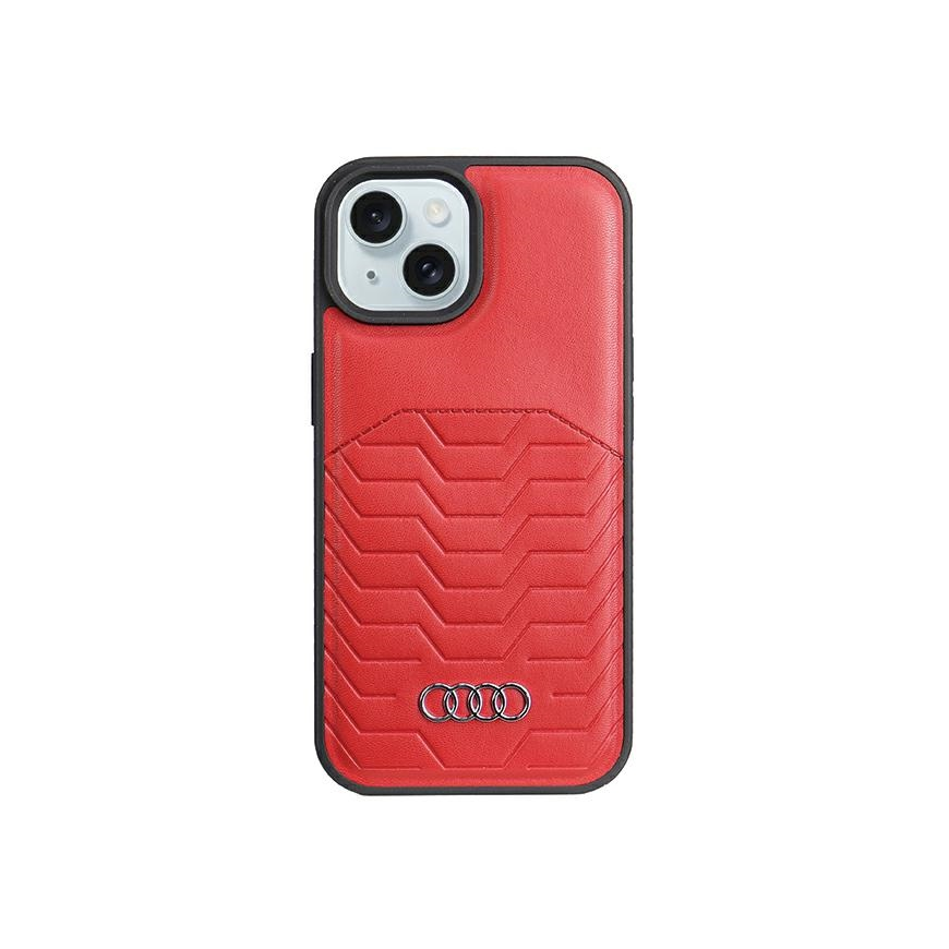 Case Audi Synthetic Leather MagSafe iPhone 15 Plus / 14 Plus 6.7" red/red hardcase AU-TPUPCMIP15M-GT/D3-RD – 2