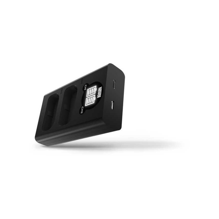 Newell fotoaparato įkroviklis Newell DL-USB-C dviejų kanalų įkroviklis NP-W235 akumuliatoriai – 3