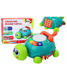 Lean Toys Interactive Educational Turtle Phone 6in1 Lights Sounds Green