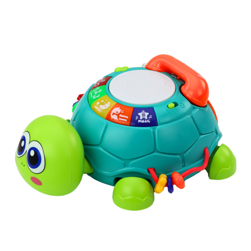 Lean Toys Interactive Educational Turtle Phone 6in1 Lights Sounds Green – 2