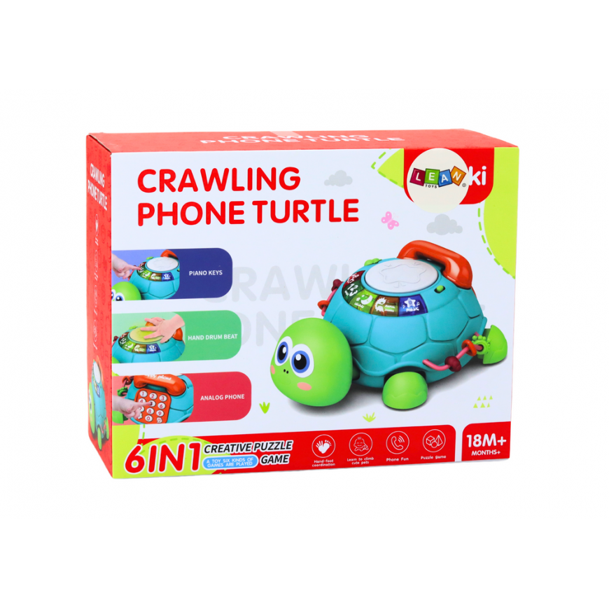 Lean Toys Interactive Educational Turtle Phone 6in1 Lights Sounds Green – 4