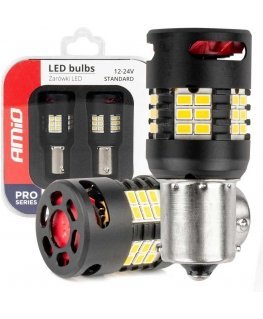 LED bulbs canbus pro series 1156 ba15s p21w r10w r5w 24x3020 smd fan white 12v 24v amio-03721