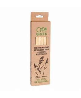 Compostable reed straw with brush Go Green 10 pcs|0,038kg