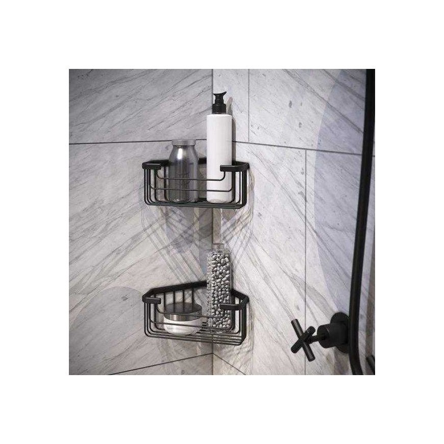 Corner shower shelf Gedy 2483, black – 3
