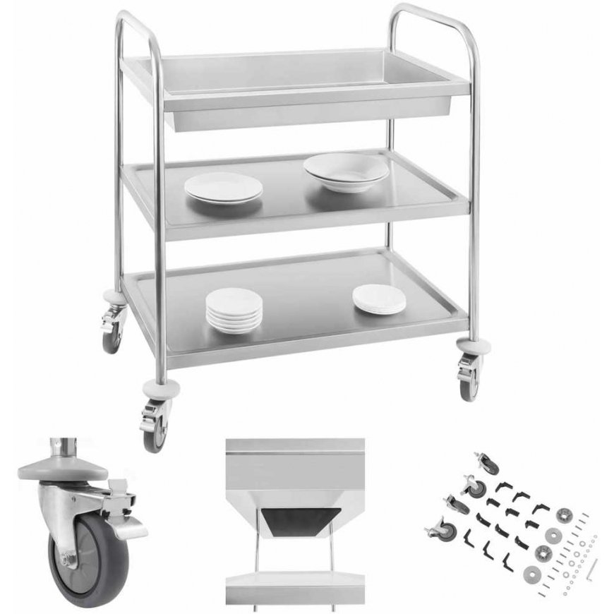 Stainless Steel Waiter Trolley - 3 Shelves Royal Catering