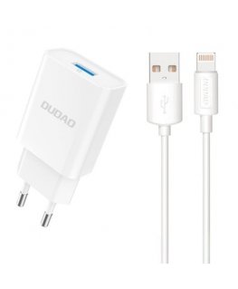 Headphones Ladowarka connect to the network Dudao A4EU USB-A 2.1A - white + cable USB-A - Lightning