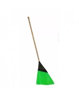 Street broom with handle flat green
