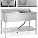 Royal Catering Single-drum catering sink with shelf and right edge, 120 x 60 x 94.5 cm