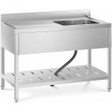 Royal Catering Single-drum catering sink with shelf and right edge, 120 x 60 x 94.5 cm