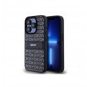 DKNY PU Leather Repeat Pattern Tonal Stripe Case for iPhone 15 P