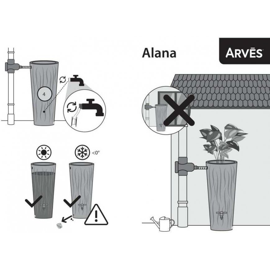 Prosperplast ALANA FLOWER RAINWATER 160L ANTHRACITE – 3