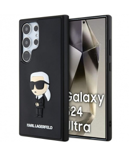 Original Front Panel Case Karl Lagerfeld KLHCS24L3DRKINK for SASMSUNG S24 Ultra (3D RUBBER IKONIK NFT) Black