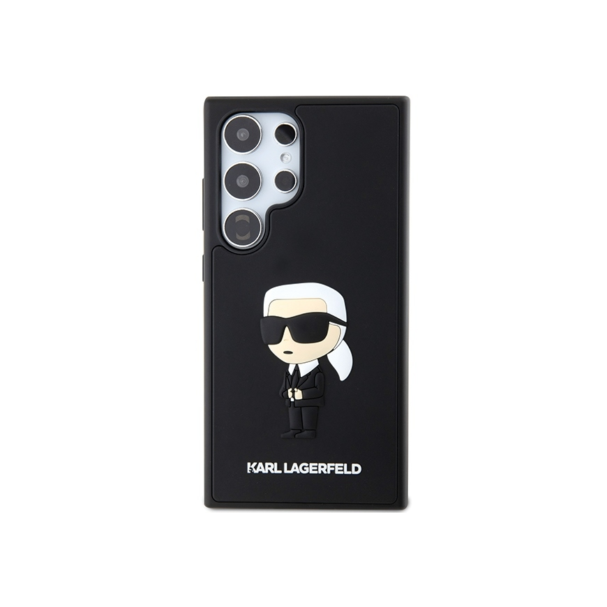 Original Front Panel Case Karl Lagerfeld KLHCS24L3DRKINK for SASMSUNG S24 Ultra (3D RUBBER IKONIK NFT) Black – 3
