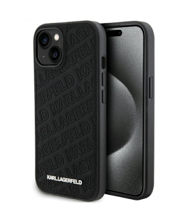 Original Front Panel Case Karl Lagerfeld KLHCP15MPQKPMK for iPhone 15 Plus (Quilted Pattern / Black)