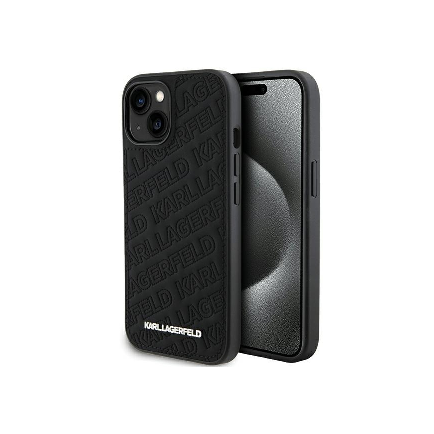 Original Front Panel Case Karl Lagerfeld KLHCP15MPQKPMK for iPhone 15 Plus (Quilted Pattern / Black)