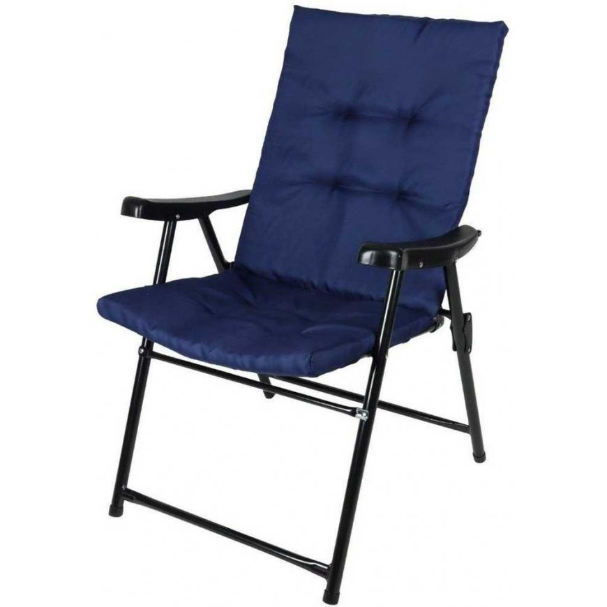 Saska Garden Chair OGRODOWE SKŁADANE 59X66X45/90CM Z PODUSZKĄ GRANATOWE
