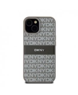 DKNY PU Leather Repeat Pattern Tonal Stripe Case for iPhone 15 P