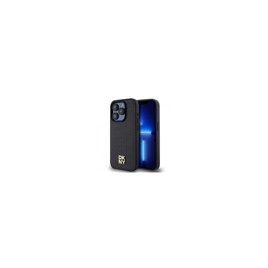DKNY PU Leather Repeat Pattern Stack Logo MagSafe Case for iPhon