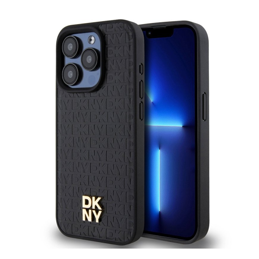 DKNY PU Leather Repeat Pattern Stack Logo MagSafe Case for iPhon – 2