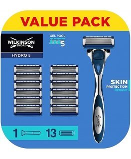 Wilkinson „Hydro 5 Skin Protection“ Įprastas skustuvas su keičiamais peiliukais vyrams 1vnt + papildymas 13vnt.